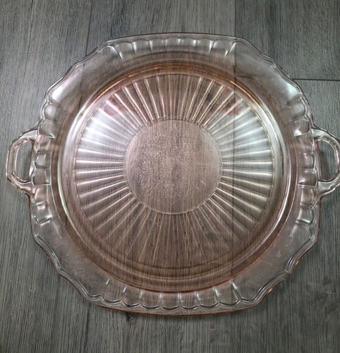Pink depression glass - , cake